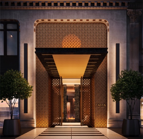 Aman New York Makes Its Debut The entrance to Aman New York